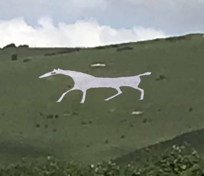 Enormous chalk figure carved into the hillside.