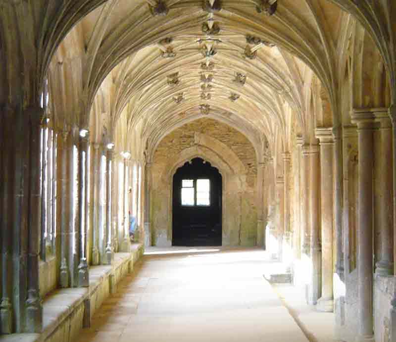 The cloisters in bright sunlight.