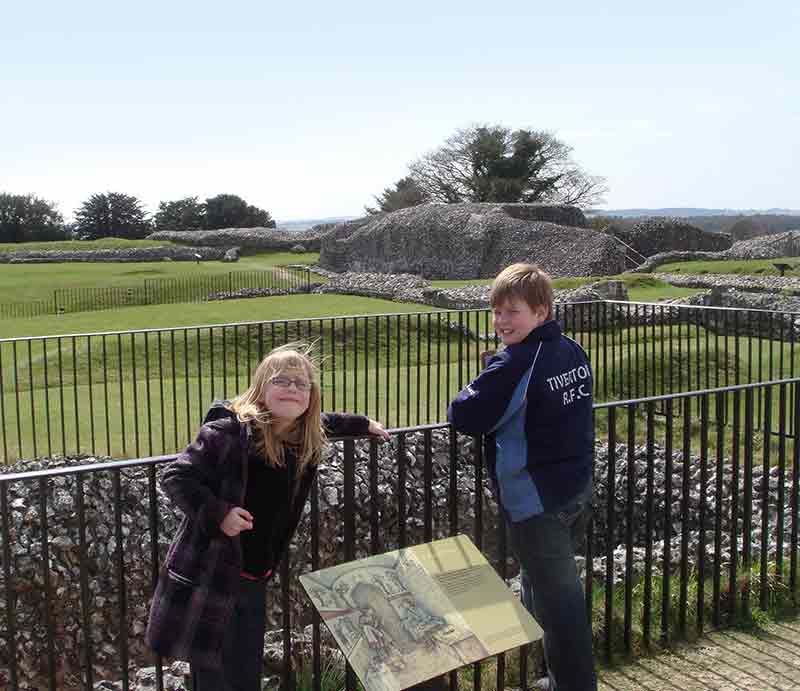 Young brother and sister visiting the ancient site.