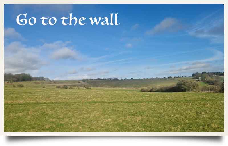 Earthworks in the landscape with caption 'Go to the Wall'.