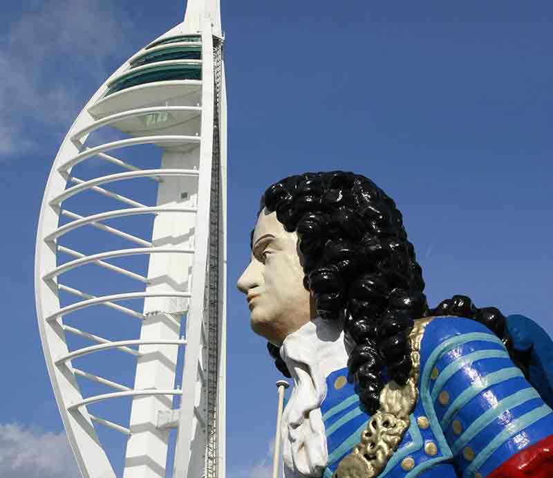 Vewed behind the figurehead from HMS Marlborough.