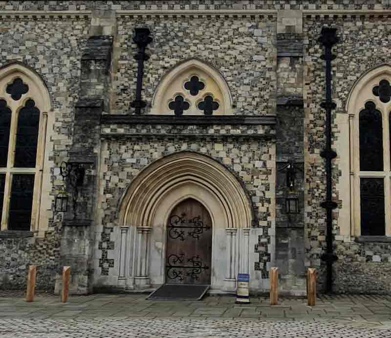 The main oak door to the Great Hall.